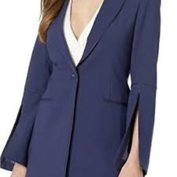 BCBGMaxAzria Boyfriend Blazer with Slit Sleeves in Navy Blue, Size S - Picture 1 of 5